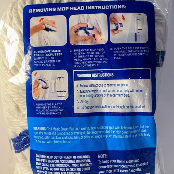 Mr. Clean Magic Eraser Cotton Super Mop WHITE Refill SUPERMOP - Picture 5 of 7